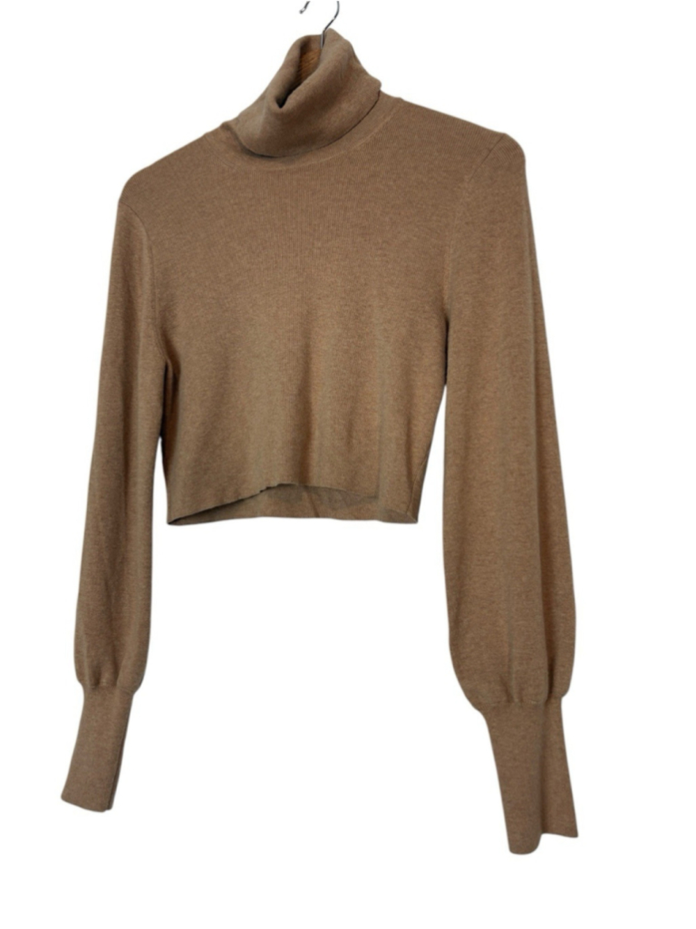 Aritzia Wilfred Rebecca Turtleneck Sweater Camel Tan Merino Wool Cropped Size S - Picture 7 of 14
